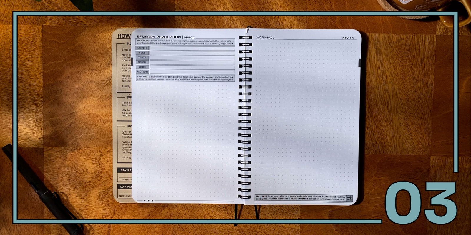 Practice Workbook open to the Sensory Perception exercise