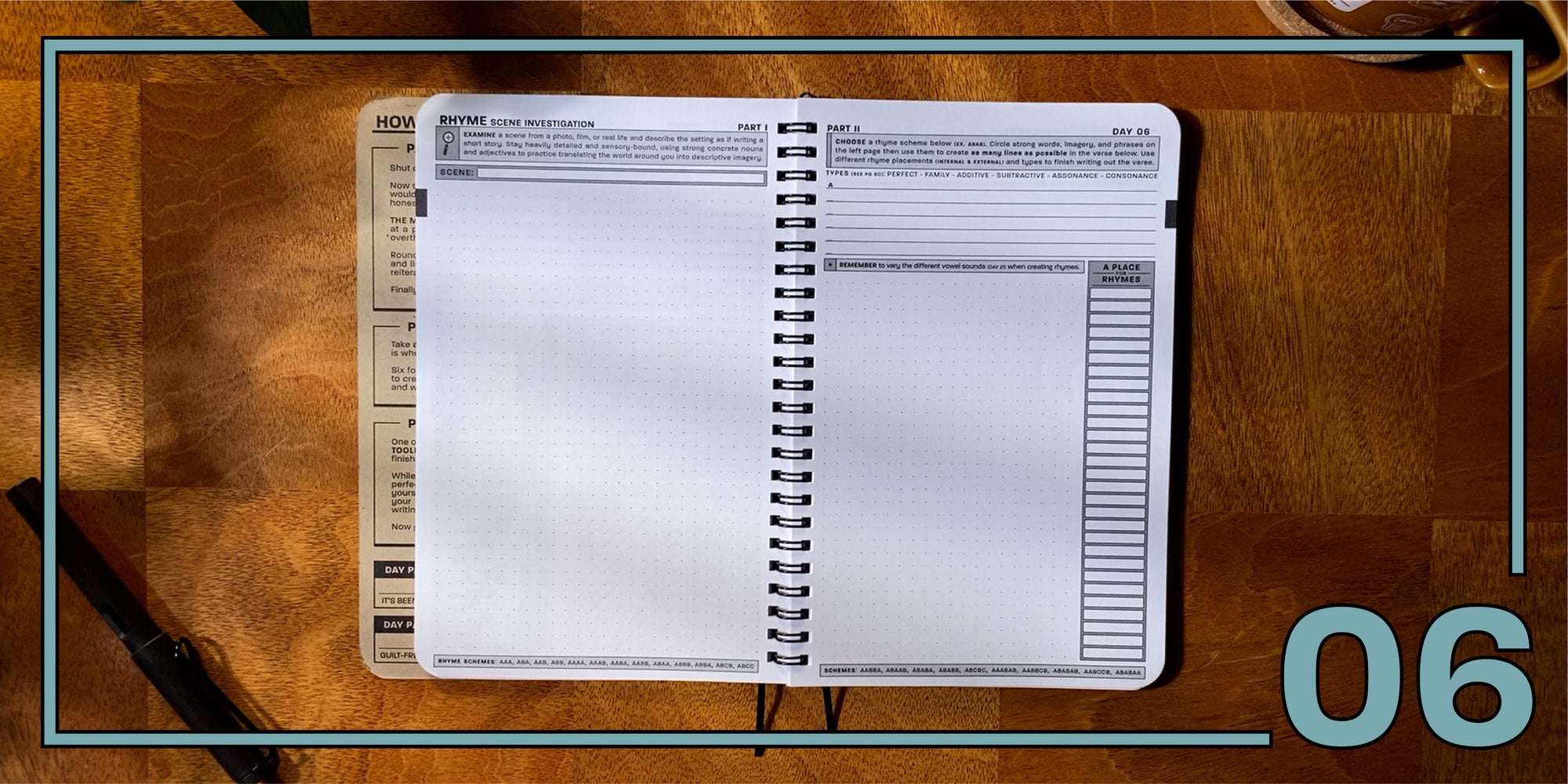 Practice Workbook open to the Rhyme Scene Investigation page